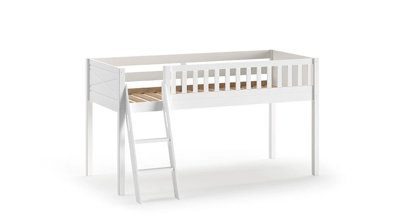 Halfhoogslaper Scott Wit met Bureau en Boekenkast – Ruimtebesparend Kinderbed 5 Halfhoogslaper Scott Wit met Bureau en Boekenkast – Ruimtebesparend Kinderbed - Afbeelding 3