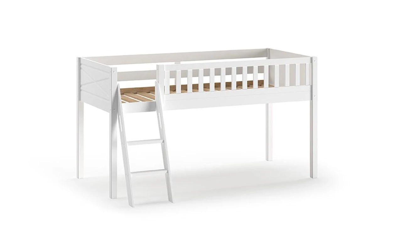 Scott Witte Halfhoogslaper met Bureau en Commode - Massief Grenen Kinderbed 5 Scott Witte Halfhoogslaper met Bureau en Commode - Massief Grenen Kinderbed - Afbeelding 3