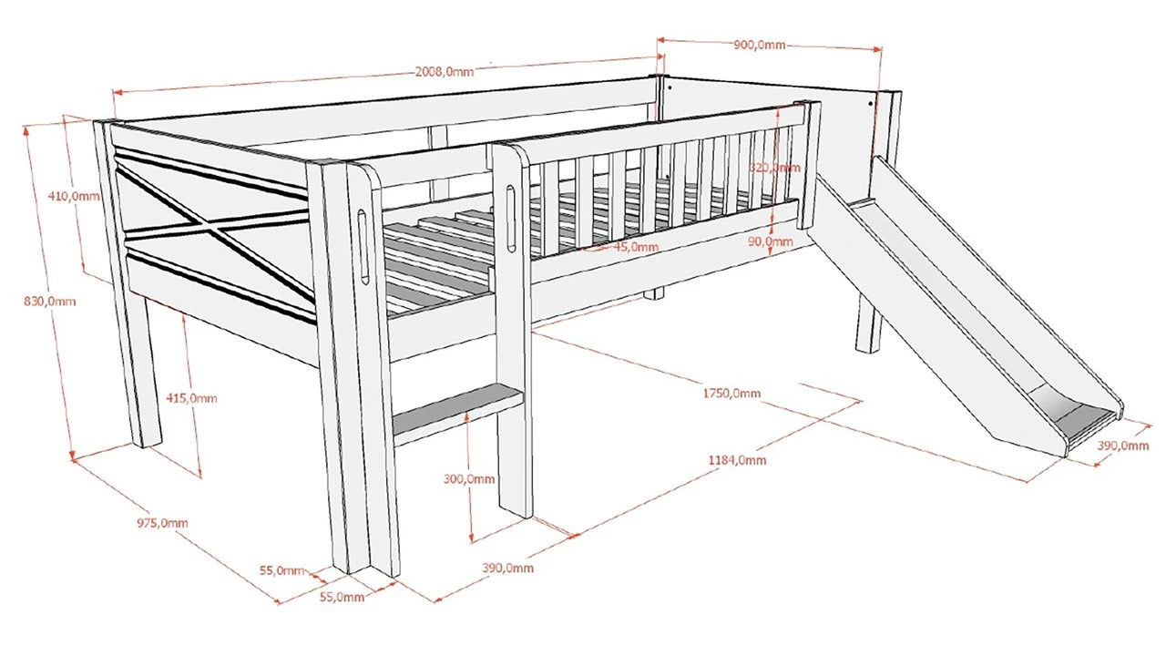 Halfhoogslaper Scott met Glijbaan en Trap – Wit Massief Grenen Kinderbed 5 Halfhoogslaper Scott met Glijbaan en Trap – Wit Massief Grenen Kinderbed - Afbeelding 3