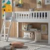 Scott Halfhoogslaper Wit - Massief Grenenhout Avontuurlijk Kinderbed met Lattenbodem -Beter Bed Winkel Halfhoogslaper Scott wit