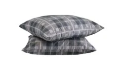 HappyBed Grey Tartan Plaid – Premium Microfiber Zippered Pillowcase Set (2-Pack)