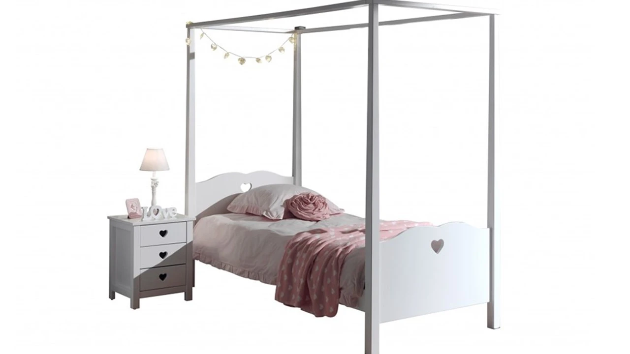 Vipack Amori Hemelbed Set Wit – Romantisch Kinderbed met Hartjes inclusief Nachtkast 4 Vipack Amori Hemelbed Set Wit – Romantisch Kinderbed met Hartjes inclusief Nachtkast - Afbeelding 2