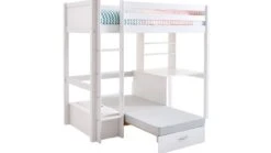 Flexworld Hoogslaper Jip Wit – Massief Grenenhout met Bureau en Bedbank