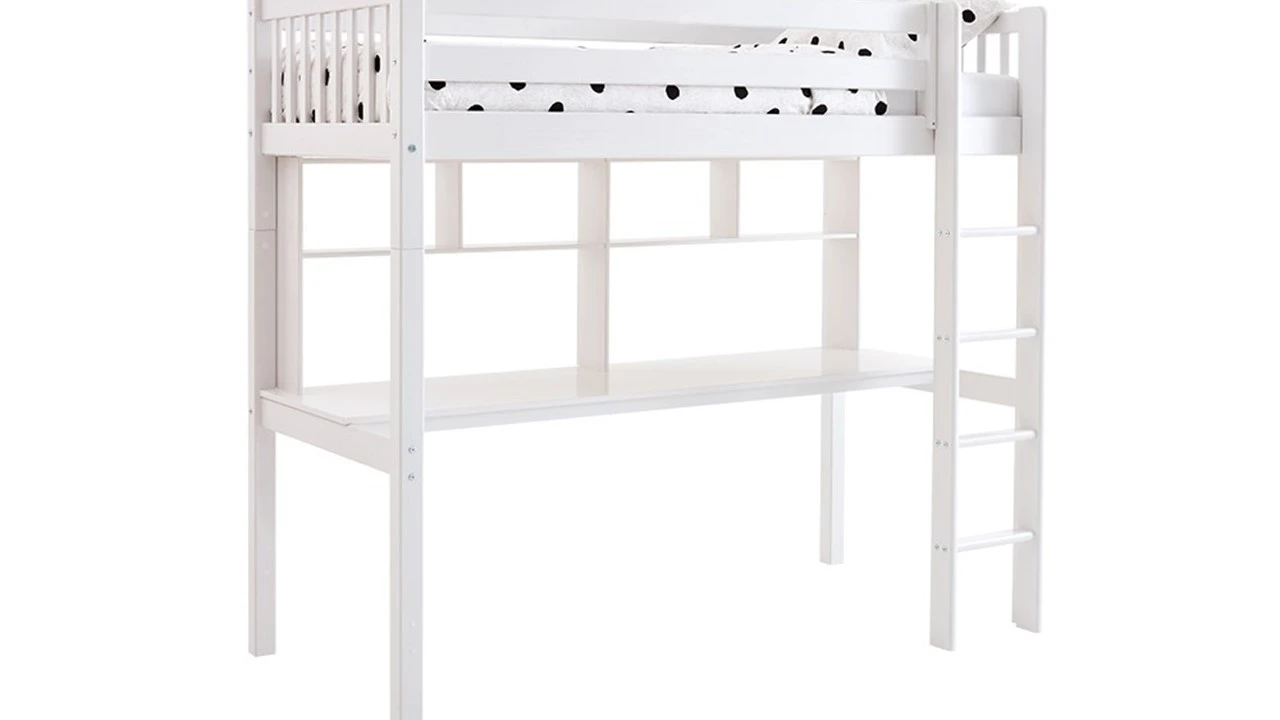 Flexworld Hoogslaper Kris Wit - Massief Grenenhout met Bureau en Opzet 4 Flexworld Hoogslaper Kris Wit - Massief Grenenhout met Bureau en Opzet - Afbeelding 2