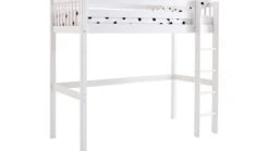Flexworld Hoogslaper Kris Wit - Massief Grenenhout Kinderbed met Spijlen en Trap