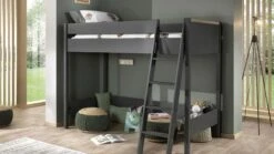 Vipack Londen Hoogslaper Wit & Grenen â Scandinavisch Tienerbed met Bureau en Kast