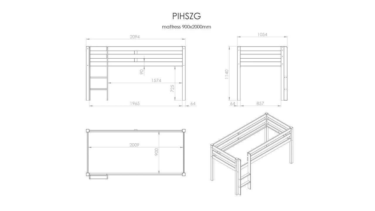 Vipack Pino Halfhoogslaper - Massief Grenenhout - Minimalistisch Wit Kinderbed met Trap 5 Vipack Pino Halfhoogslaper - Massief Grenenhout - Minimalistisch Wit Kinderbed met Trap - Afbeelding 3