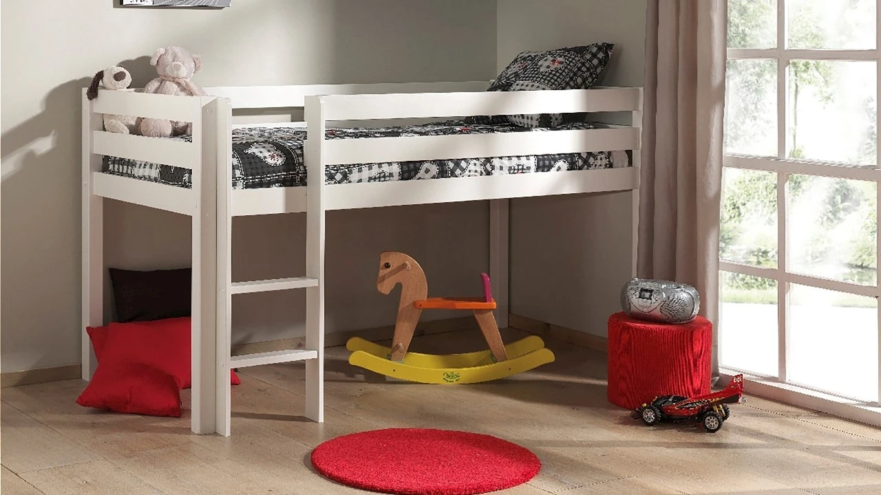 Vipack Pino Halfhoogslaper - Massief Grenenhout - Minimalistisch Wit Kinderbed met Trap 3 Vipack Pino Halfhoogslaper - Massief Grenenhout - Minimalistisch Wit Kinderbed met Trap