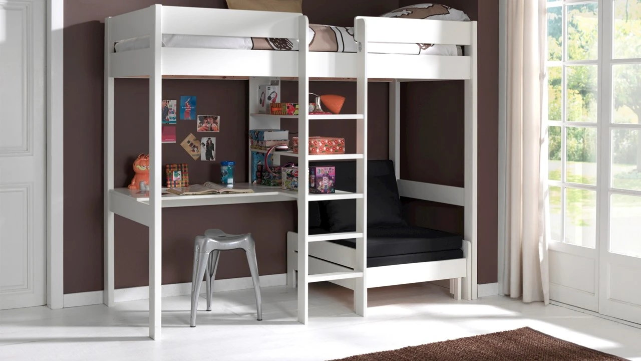 Vipack Pino Hoogslaper met Slaapbank, Bureau en Opbergruimte - Massief Grenenhout 4 Vipack Pino Hoogslaper met Slaapbank, Bureau en Opbergruimte - Massief Grenenhout - Afbeelding 2