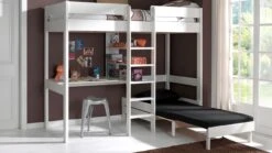 Vipack Pino Hoogslaper met Slaapbank, Bureau en Opbergruimte - Massief Grenenhout