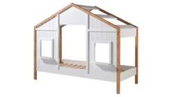 Huisbed Babs 90x200 Wit & Grenen – Landelijk Kinderbed met Slaaplade en Vensterbanken -Beter Bed Winkel Huisbed 90 met slaaplade Babs wit 2