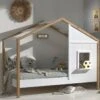 Vipack Huisbed Babs 91 Wit & Massief Grenen – Kinderbed met Dak en Vensterbank