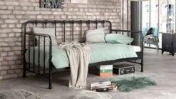 Kajuitbed Bronxx Mat Zwart Metaal – Industrieel Kinderbed 90x200 cm