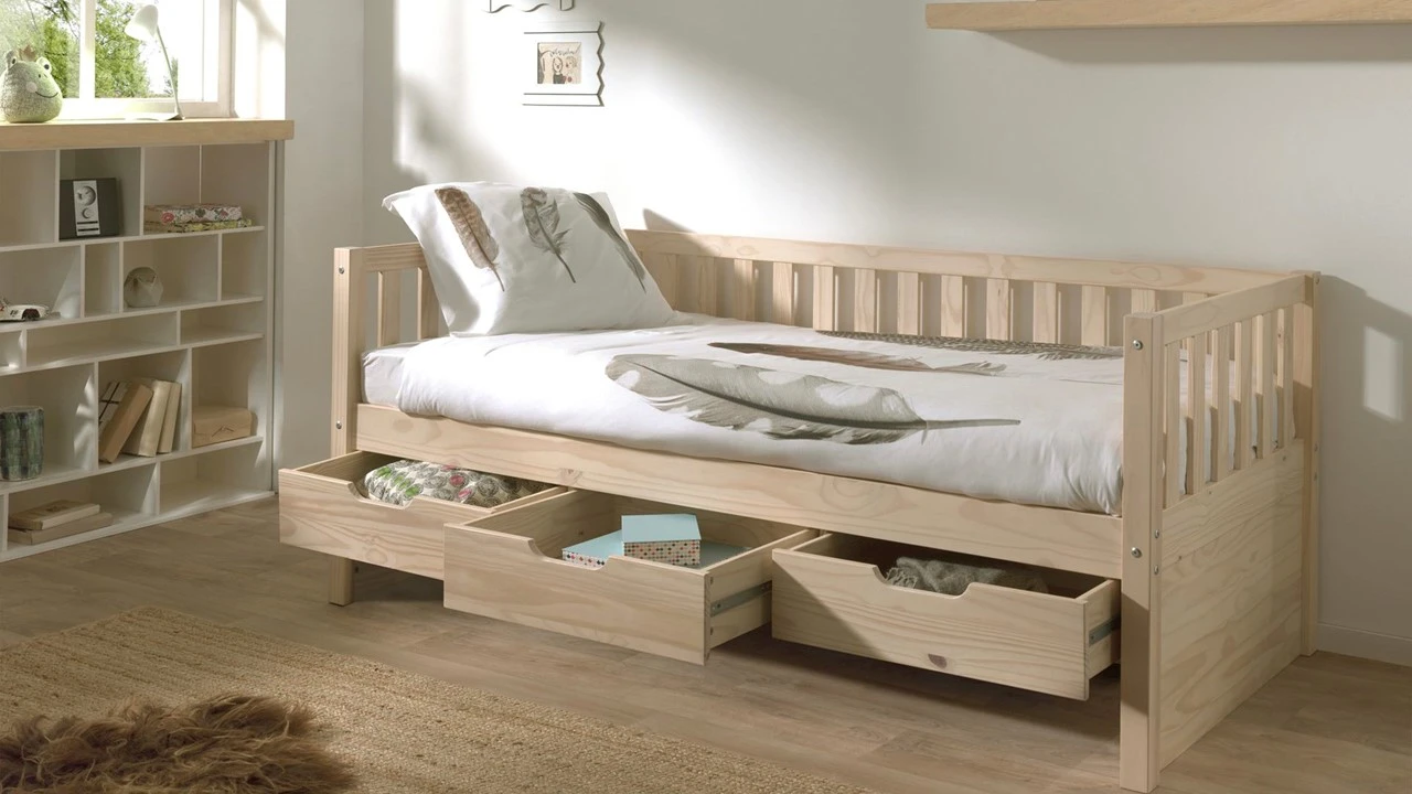 Vipack Kajuitbed Fritz Naturel met 3 Opberglades - 90x200 Grenenhout Kinderbed 4 Vipack Kajuitbed Fritz Naturel met 3 Opberglades - 90x200 Grenenhout Kinderbed - Afbeelding 2