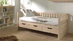 Vipack Kajuitbed Fritz Naturel met 3 Opberglades - 90x200 Grenenhout Kinderbed