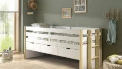 Vipack Kajuitbed Margrit 91 - Wit & Grenen Scandinavisch Design met 3 Opberglades