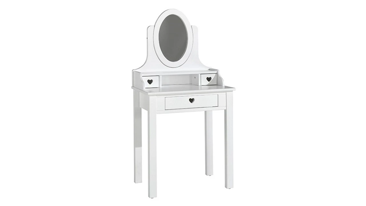 Vipack Amori Witte Kaptafel met Spiegel – Romantische Meisjeskamer Make-up Tafel met 3 Laden 3 Vipack Amori Witte Kaptafel met Spiegel – Romantische Meisjeskamer Make-up Tafel met 3 Laden