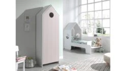 Vipack Casami Witte Kinderkamer Set – Huisjesbed met Bankje & 1-Deurs Grachtenpand Kast