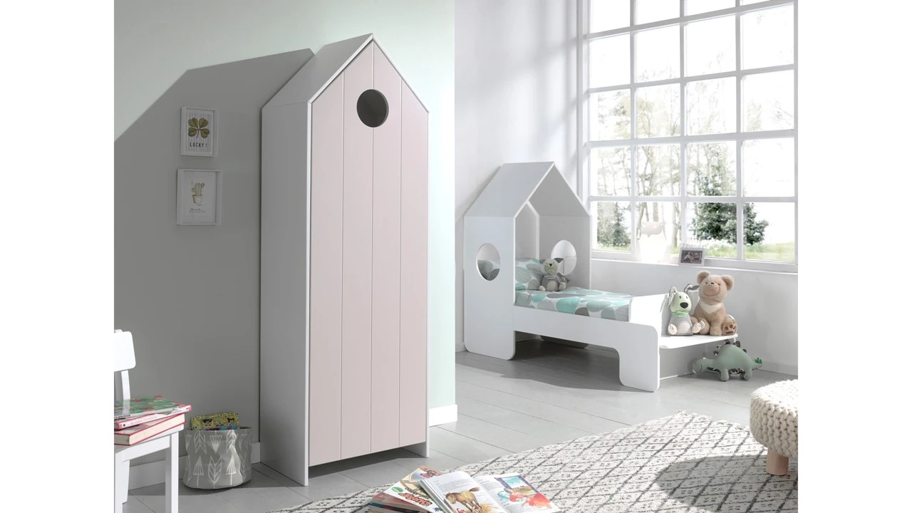 Vipack Casami Witte Kinderkamer Set – Huisjesbed met Bankje & 1-Deurs Grachtenpand Kast 3 Vipack Casami Witte Kinderkamer Set – Huisjesbed met Bankje & 1-Deurs Grachtenpand Kast