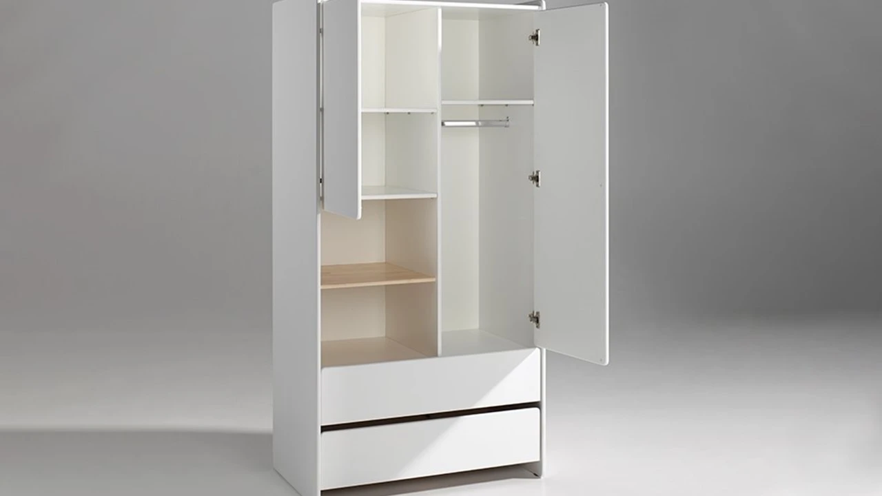 Vipack Kiddy Smalle Kinderkledingkast Wit met Grenen Details – Modern Design met 2 Deuren en 2 Laden 4 Vipack Kiddy Smalle Kinderkledingkast Wit met Grenen Details – Modern Design met 2 Deuren en 2 Laden - Afbeelding 2