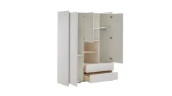 Vipack Kiddy Complete Babykamer Wit/Grenen - 4-Delige Set met 3-Deurs Kast -Beter Bed Winkel Kast Kiddy 3deuren en 2 laden 1