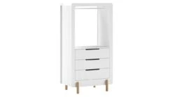 Kast Smile Wit met 3 Laden – Kinderkledingkast met Natuurhouten Poten