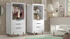 Kast Smile Wit met 3 Laden – Kinderkledingkast met Natuurhouten Poten -Beter Bed Winkel Kast smile met 3 laden wit 3