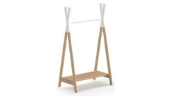 Vipack Kledingrek Kiddy Wit & Grenen – Tipi-vormig Kinderkledingrek met Legplank
