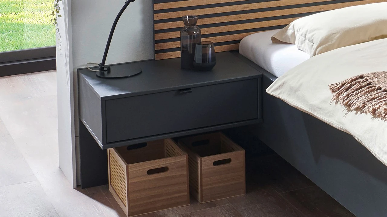 Nachtkast Basalt Donker Eiken met Achterwand Paneel – 1 Lade Modern Design 3 Nachtkast Basalt Donker Eiken met Achterwand Paneel – 1 Lade Modern Design