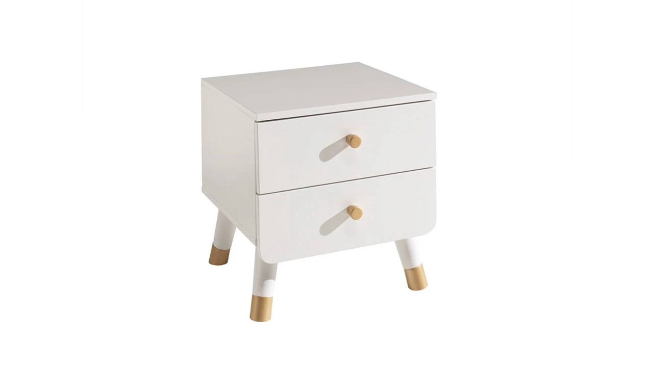 Bed Billy met Nachtkast Wit/Goud β Gekerfd Driehoekspatroon Retro Kinderbed 5 Bed Billy met Nachtkast Wit/Goud β Gekerfd Driehoekspatroon Retro Kinderbed - Afbeelding 3