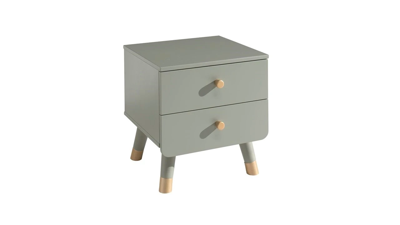 Vipack Billy Kinderbed Set Grijs – Retro Bed met Nachtkast en Goudkleurige Poten 5 Vipack Billy Kinderbed Set Grijs – Retro Bed met Nachtkast en Goudkleurige Poten - Afbeelding 3