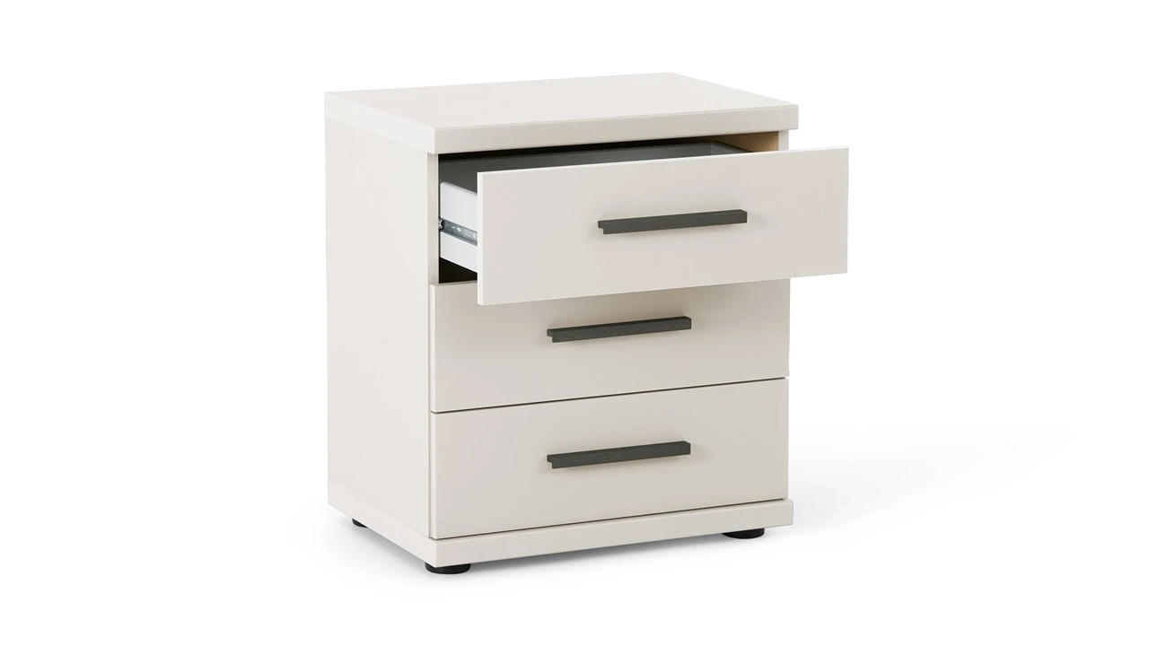 Nachtkast Chateau Wit met Notenhout Blad – Landelijke 3-Laden Bedkast 5 Nachtkast Chateau Wit met Notenhout Blad – Landelijke 3-Laden Bedkast - Afbeelding 3