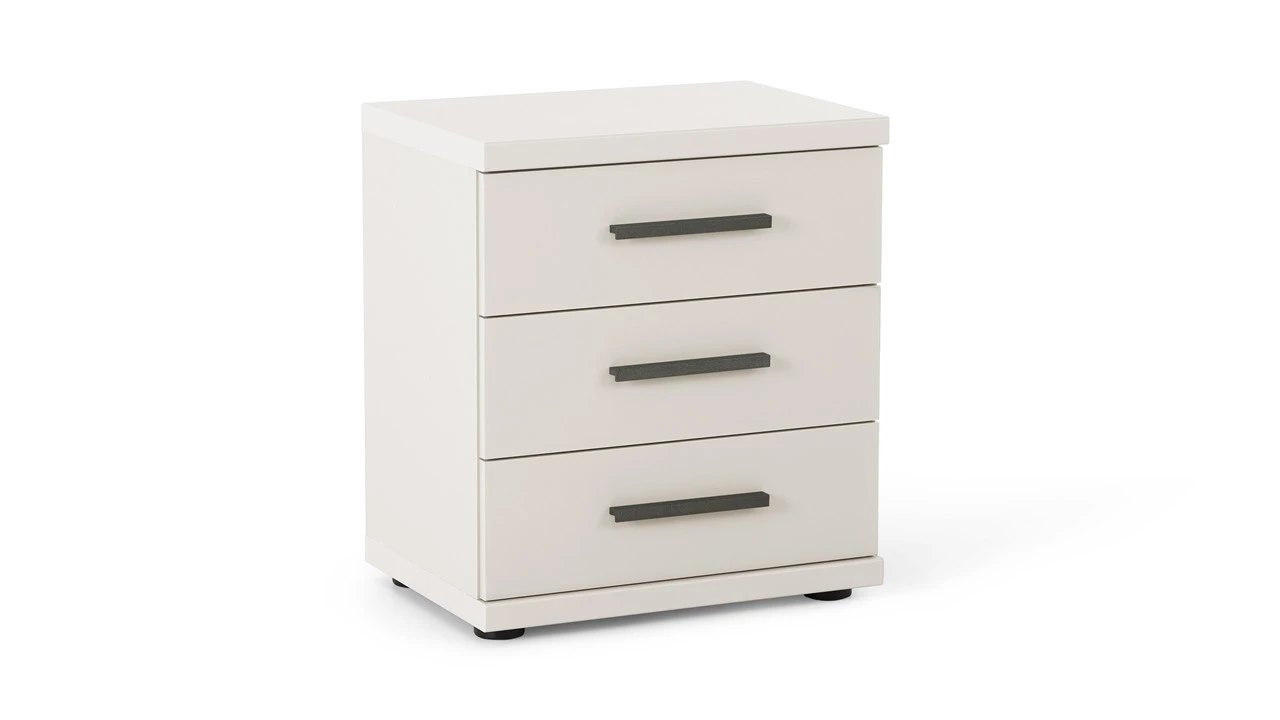 Nachtkast Chateau Wit met Notenhout Blad – Landelijke 3-Laden Bedkast 3 Nachtkast Chateau Wit met Notenhout Blad – Landelijke 3-Laden Bedkast