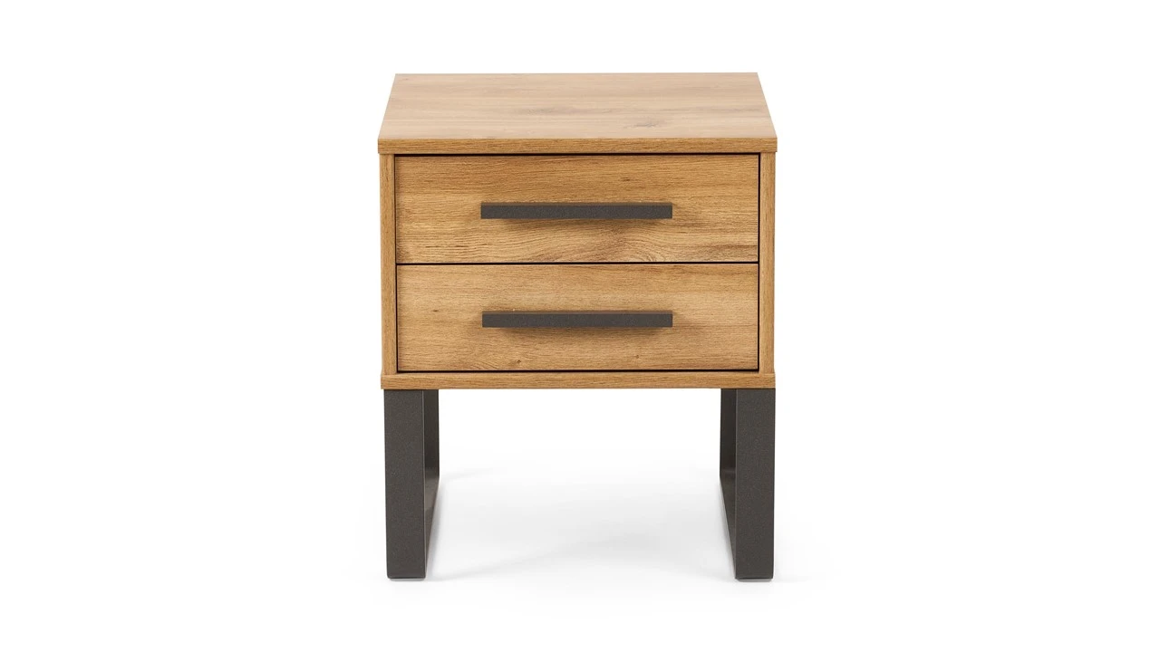 Nachtkast Craft - Industrieel Design met 2 Laden en Metalen Handgrepen 4 Nachtkast Craft - Industrieel Design met 2 Laden en Metalen Handgrepen - Afbeelding 2