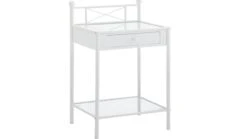 Nachtkast Milano Wit - Modern Frans Design Bedbijmeubel met Lade en Plateau