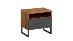 Nachtkast Oakham Industrieel Eiken – Modern Slaapkamerkastje met Metalen Greep