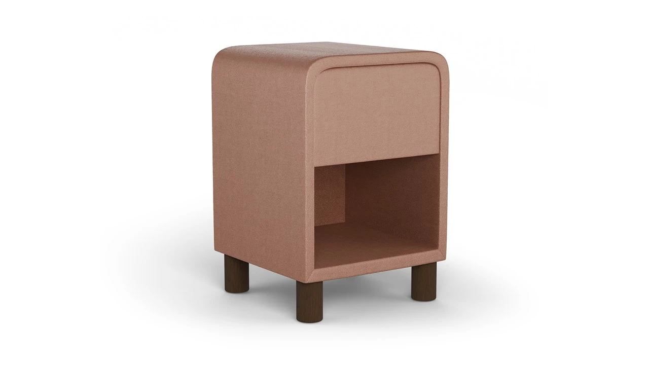 B Bright Nachtkast Rond met 1 Lade en Poten – Gestoffeerd Design Bijzettafel 3 B Bright Nachtkast Rond met 1 Lade en Poten – Gestoffeerd Design Bijzettafel