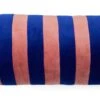 ESSENZA Bell Multi-Color Striped Cotton Velvet Neckroll Pillow - 22x50 cm Decorative Bolster -Beter Bed Winkel Nekrol Bell ultra blue