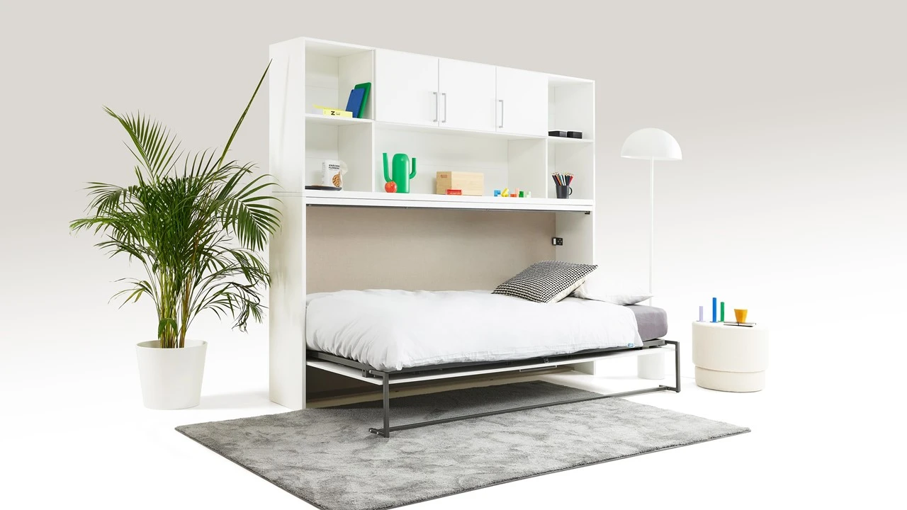 Albero Opklapbed Met Bovenbouw Wit - Ruimtebesparend Verticaal Wandbed 4 Albero Opklapbed Met Bovenbouw Wit - Ruimtebesparend Verticaal Wandbed - Afbeelding 2