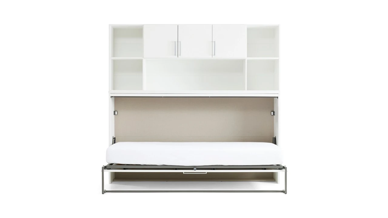 Albero Opklapbed Met Bovenbouw Wit - Ruimtebesparend Verticaal Wandbed 8 Albero Opklapbed Met Bovenbouw Wit - Ruimtebesparend Verticaal Wandbed - Afbeelding 6