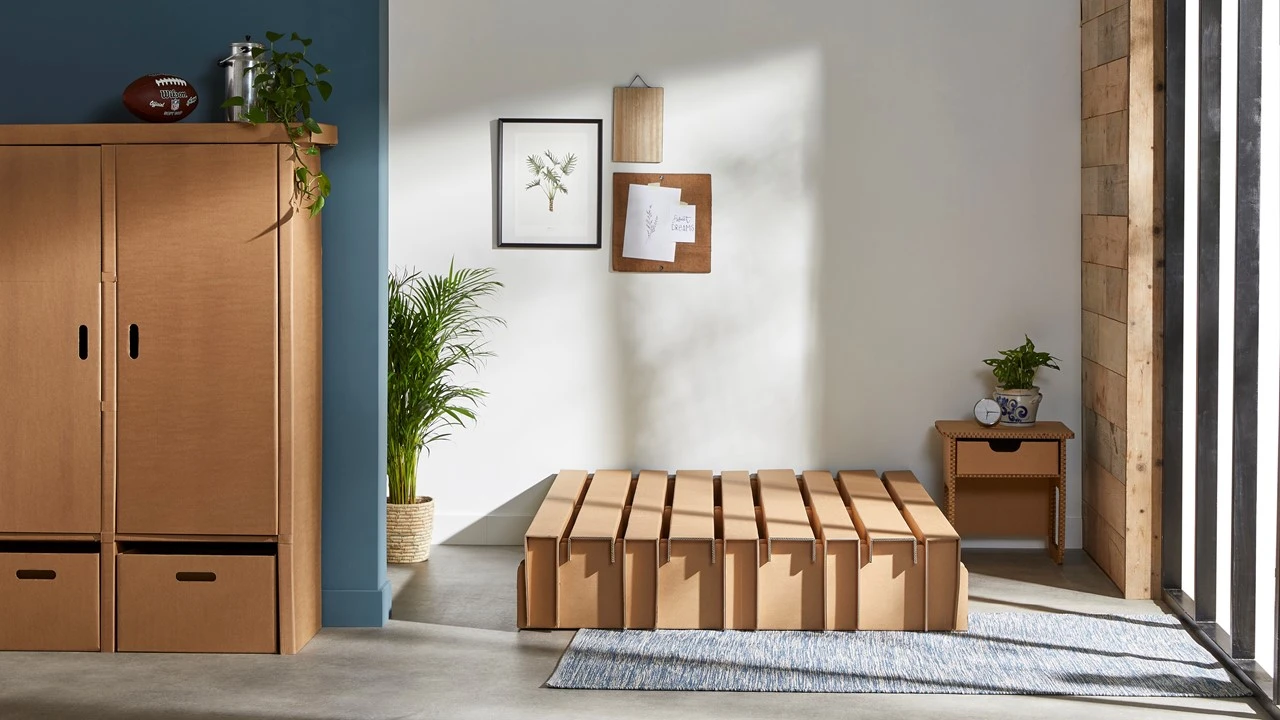 Beter Bed x KarTent Paper Bed – Duurzaam Kartonnen Bed met Easy Pocket Matras & Opbergladen 6 Beter Bed x KarTent Paper Bed – Duurzaam Kartonnen Bed met Easy Pocket Matras & Opbergladen - Afbeelding 4