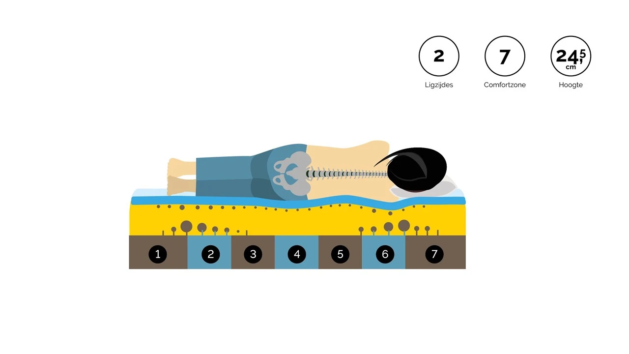Pocketveermatras Gold Pocket Superieur Latex – 7 Comfortzones Drukverlagend Matras 10 Pocketveermatras Gold Pocket Superieur Latex – 7 Comfortzones Drukverlagend Matras - Afbeelding 8