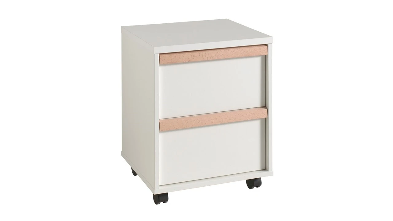 Vipack Rolcontainer Londen - Wit met Houten Handgrepen - Mobiel Ladekastje 3 Vipack Rolcontainer Londen - Wit met Houten Handgrepen - Mobiel Ladekastje