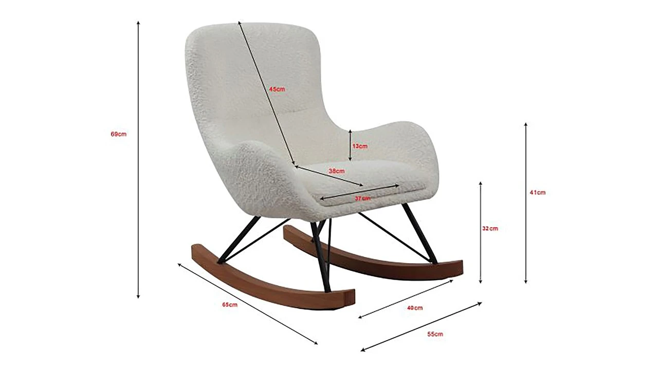 Schommelstoel Rocky Mini Wit Bouclé – Moderne Kinderfauteuil met Houten Onderstel 5 Schommelstoel Rocky Mini Wit Bouclé – Moderne Kinderfauteuil met Houten Onderstel - Afbeelding 3