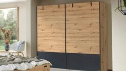 Birmingham Schuifdeurkast – Industrieel Eiken & Metallic Grijs – 2-Deurs Kledingkast 7 Birmingham Schuifdeurkast – Industrieel Eiken & Metallic Grijs – 2-Deurs Kledingkast -Beter Bed Winkel Schuifdeurkast Birmingham bruin 2