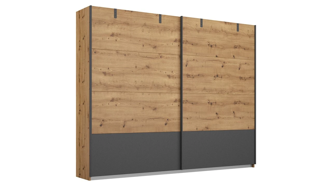 Birmingham Schuifdeurkast – Industrieel Eiken & Metallic Grijs – 2-Deurs Kledingkast 3 Birmingham Schuifdeurkast – Industrieel Eiken & Metallic Grijs – 2-Deurs Kledingkast