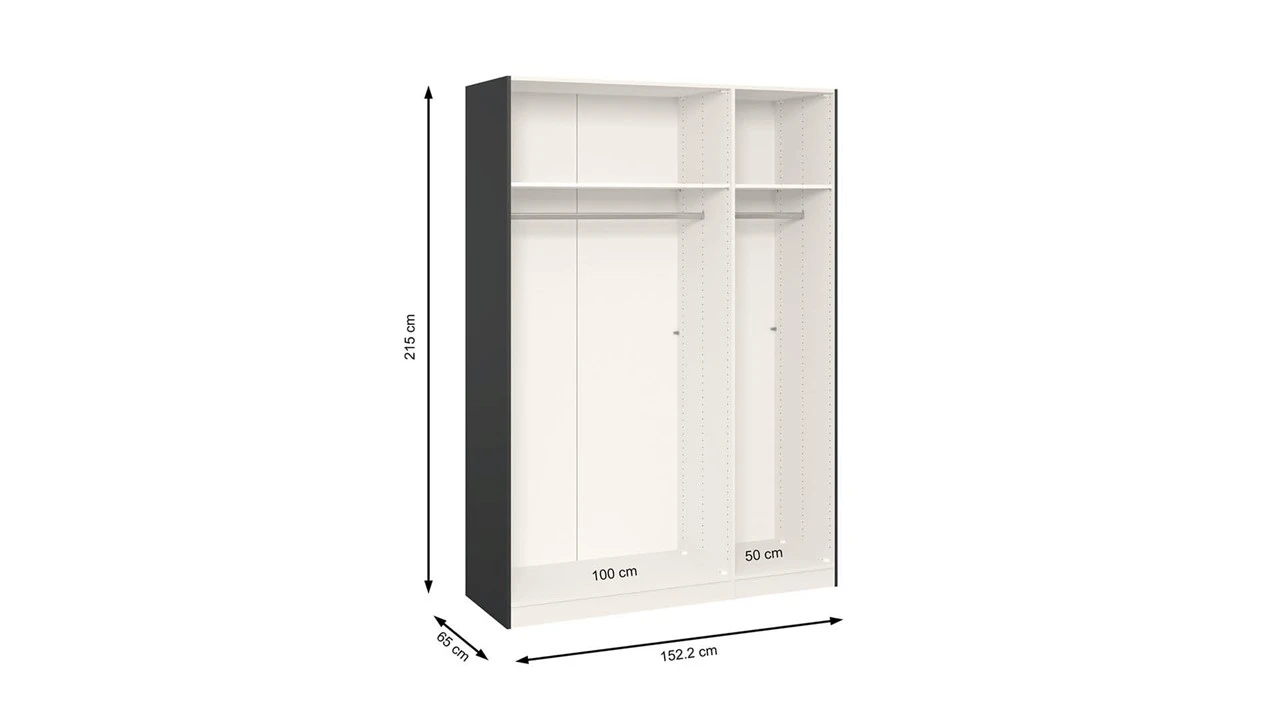 Schuifdeurkast Easy Eiken met Spiegel – Moderne 2-Deurs Kleerkast 5 Schuifdeurkast Easy Eiken met Spiegel – Moderne 2-Deurs Kleerkast - Afbeelding 3