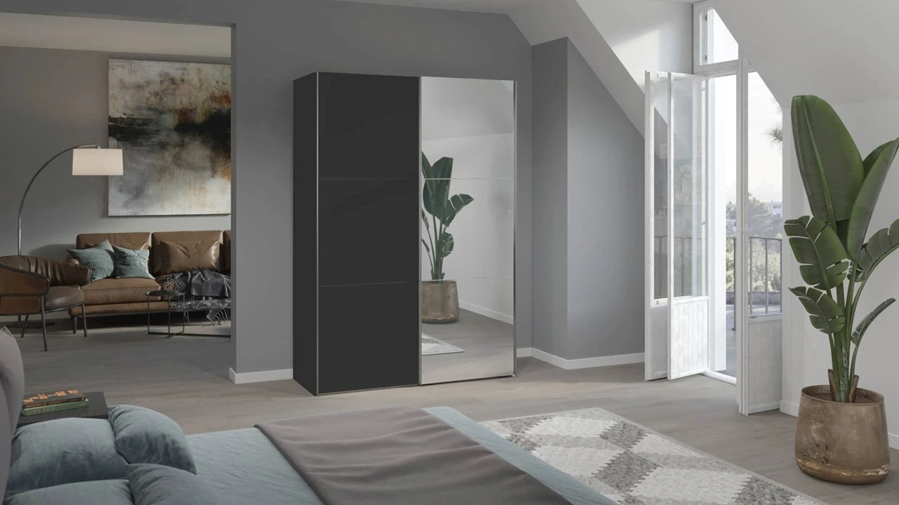 Schuifdeurkast Easy Eiken met Spiegel – Moderne 2-Deurs Kleerkast 6 Schuifdeurkast Easy Eiken met Spiegel – Moderne 2-Deurs Kleerkast - Afbeelding 4