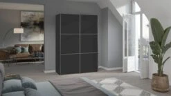 Schuifdeurkast Easy - Moderne 2-Deurs Kledingkast Zonder Spiegel - Paneelontwerp -Beter Bed Winkel Schuifdeurkast Easy zonder spiegel zwart 3