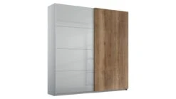 Halifax Schuifdeurkast Eiken Look met Zwart Glas – Industrieel Design Kledingkast